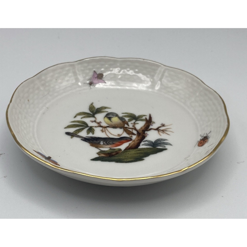 Herend Rothschild Bird Coaster Pin Ring Jewelry Dish Butter Sauce Bowl